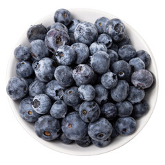 Organic ripe tasty organic blueberries isolated on white studio background