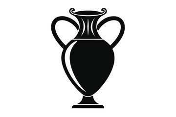 Isolated Black Ancient Greek Amphora with Elegant Handles and Decorative Accents Illustration