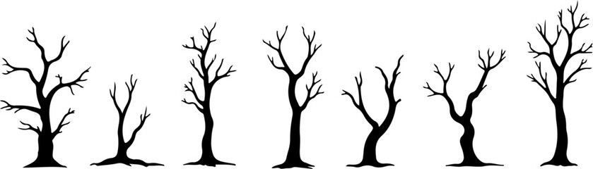 Obraz premium Bare Tree Silhouettes Collection