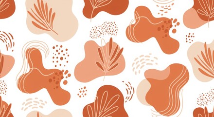 Boho abstract organic shapes background element, isolated on a white background.
