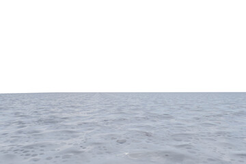 Wide shot of a flat, light-gray body of water, with a dark sky above.  A faint horizontal line of color near the horizon