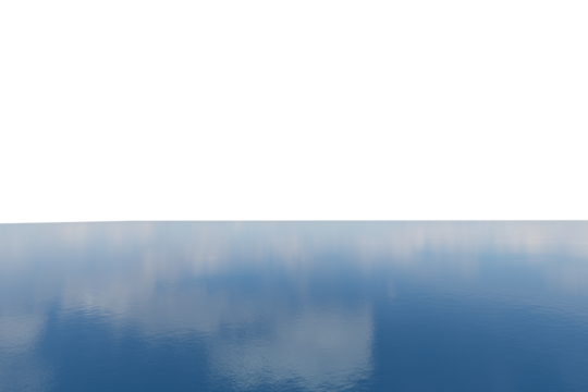 Calm water mirroring a partly cloudy sky