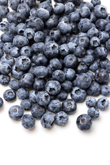 Organic ripe tasty organic blueberries isolated on white studio background
