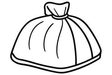 Simple Black and White Graphic Depicting a Tied Bag for Coloring or Creative Projects