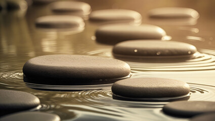 Serene Stepping Stones on Water with Ripples