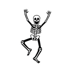 Cartoon happy man jumping with trophy silhouette vector illustration