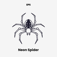 Neon Spider Gaming Mascot Logo – Techno Web Spider with RGB Style