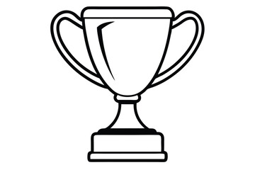 Black and White Line Drawing of a Trophy with Handles and a Base