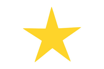 Fototapeta premium Bright yellow five-pointed star icon on transparent background for rating, reward, badge, or highlight use