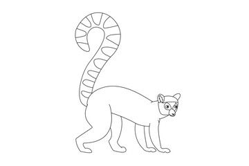 vector cartoon animal isolated on transparent background. black and white style