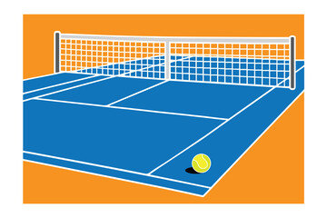 A vector background showing a tennis ball on the court during a sports event, perfect for tournament posters, athletic promotions, or energetic tennis themed graphic designs.