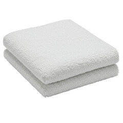 White terry cloth fabric with fluffy, looped texture, absorbent towel material, on a seamless transparent background with shadowless lighting, studio product presentation concept