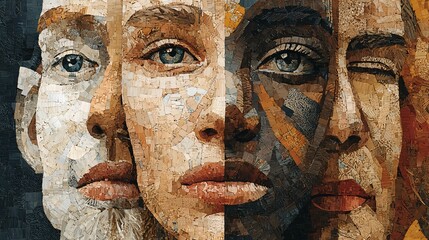 Mosaic Artwork of Multicultural Faces Celebrating Unity and Diversity