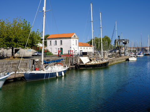 Sailboat in the port of Rochefort, a commune in southwestern France on the Charente estuary
