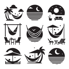 Minimalist Hammock Silhouette Vector for Relaxation