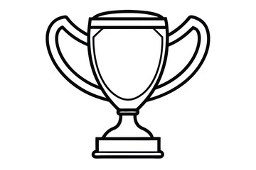 Simple Black and White Outline of a Trophy with Handles and Base