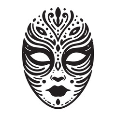 Ornate Tribal Mask and Tattoo Design Vector