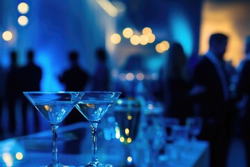 Elegant gathering with cocktails at evening event