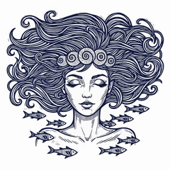 Serene Mermaid with Shell Crown