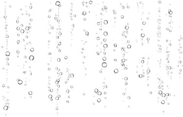 Oxygen air bubbles  flow  in water on white  background.