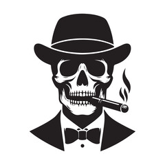 Vintage Gentleman Skull Smoking a Cigar Vector