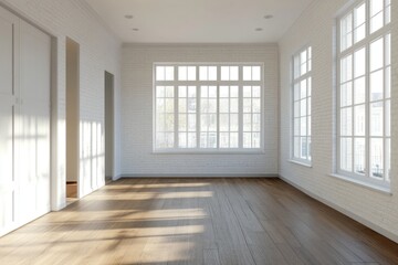 Obraz premium Sunlight brightens a spacious, vacant room
