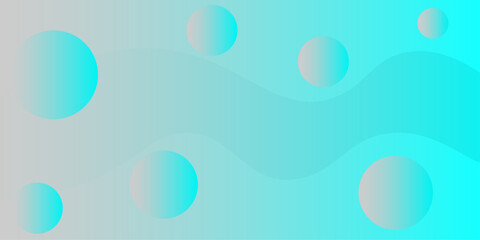 Futuristic Aqua Gradient Abstract Background with Floating Spheres and Wavy Lines

