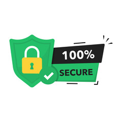 100 Percent Secure Payment Badge – Trusted Checkout Shield SVG Vector for E-commerce Security