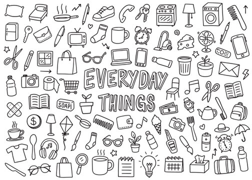 Naklejki Everyday Things  icons compilation set.  Vector art simple illustration icon set for web, t-shirt design, other graphic design use