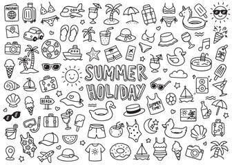 Summer Holiday icons compilation set.  Vector art simple illustration icon set for web, t-shirt design, other graphic design use