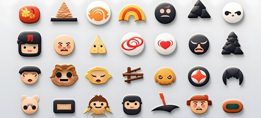 emoji set about Japan designed by apple for iOS, generative AI