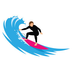 Ocean Surfing Man Vector Illustration
