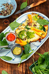 Classic omelet with broccoli.