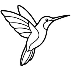 Obraz premium Minimalist Hummingbird Line Art Illustration