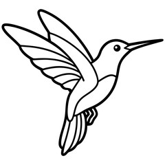 Obraz premium Minimalist Hummingbird Line Art Illustration