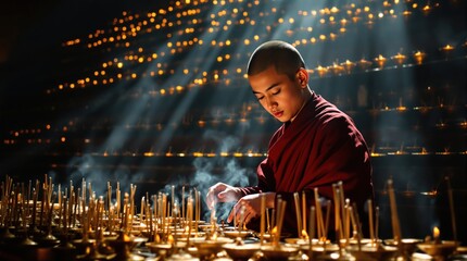 a Buddhist monk in a temple