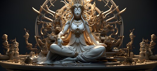 a serene and majestic Thousand-Armed Avalokiteshvara bodhisattva, generative AI