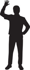 Silhouette of a Man Waving with Hand on Hip Against a Checkered Background for Creative Projects