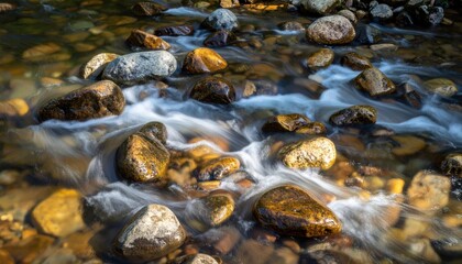 Clear Stream With Rocks And Flowing Water