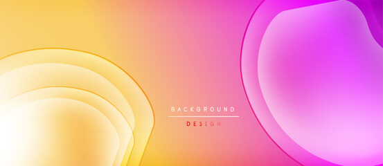 Abstract gradient background. Yellow, pink hues blend smoothly. Layered shapes create depth, modern aesthetic. Minimalist design.