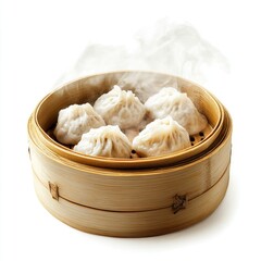 Steaming Baozi in Bamboo Steamer