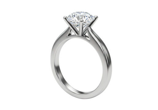 Solitaire Diamond Engagement Ring with Channel-Set Accents