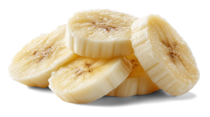 Banana slices on white background