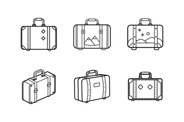 travel themed suitcase icon line art vector illustration