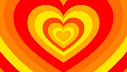 Abstract concentric hearts creating a warm retro feeling, vibrant and saturated