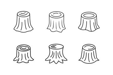 tree stump line art vector illustration