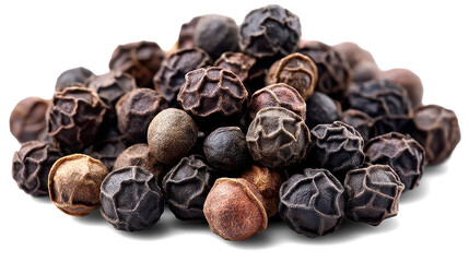 Black peppercorns on white