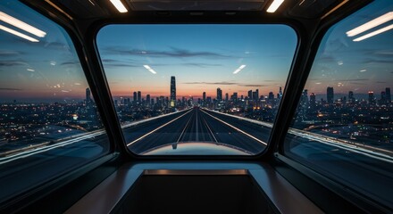 The interior of a high-speed train or monorail carriage
