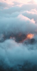 Obraz premium City shrouded in clouds