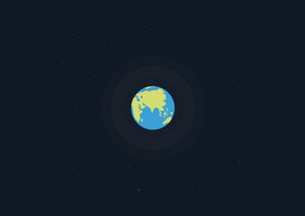 vector art of the earth with stars and rounded light shine from space view. simple and minimalist vector art